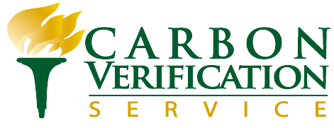 A green and yellow logo for carbon verification services.